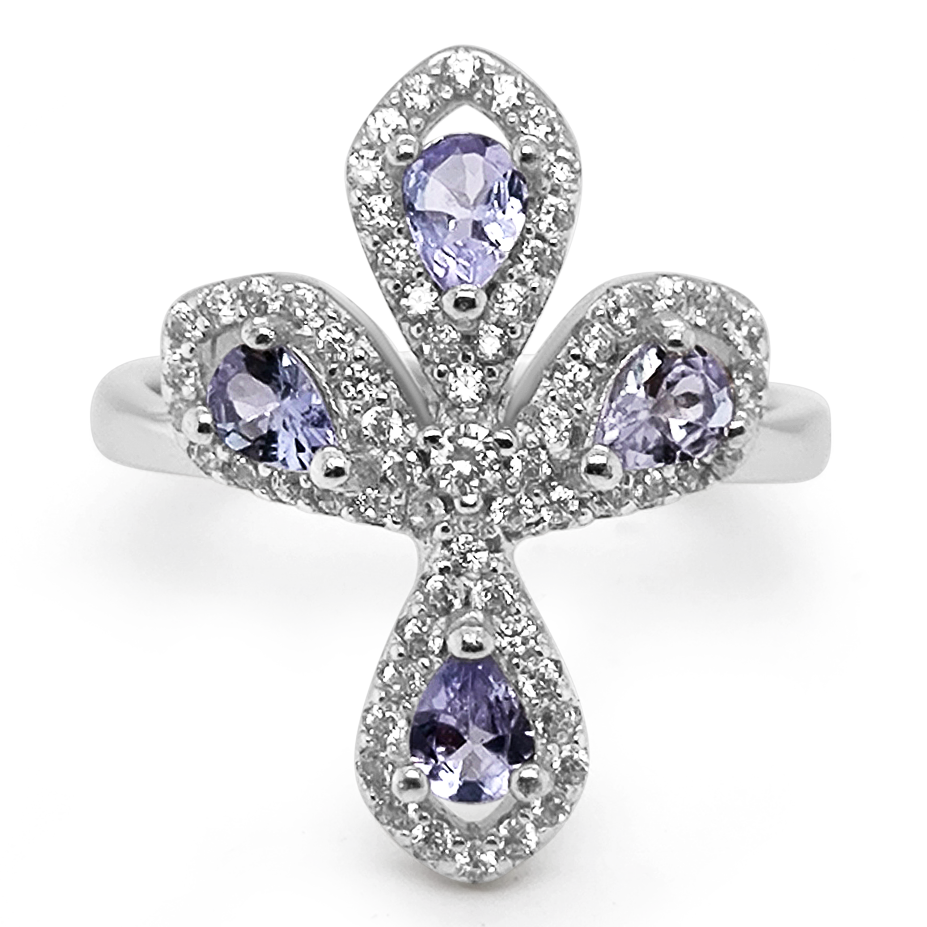 Inel Argint cu Tanzanit și Swarovski