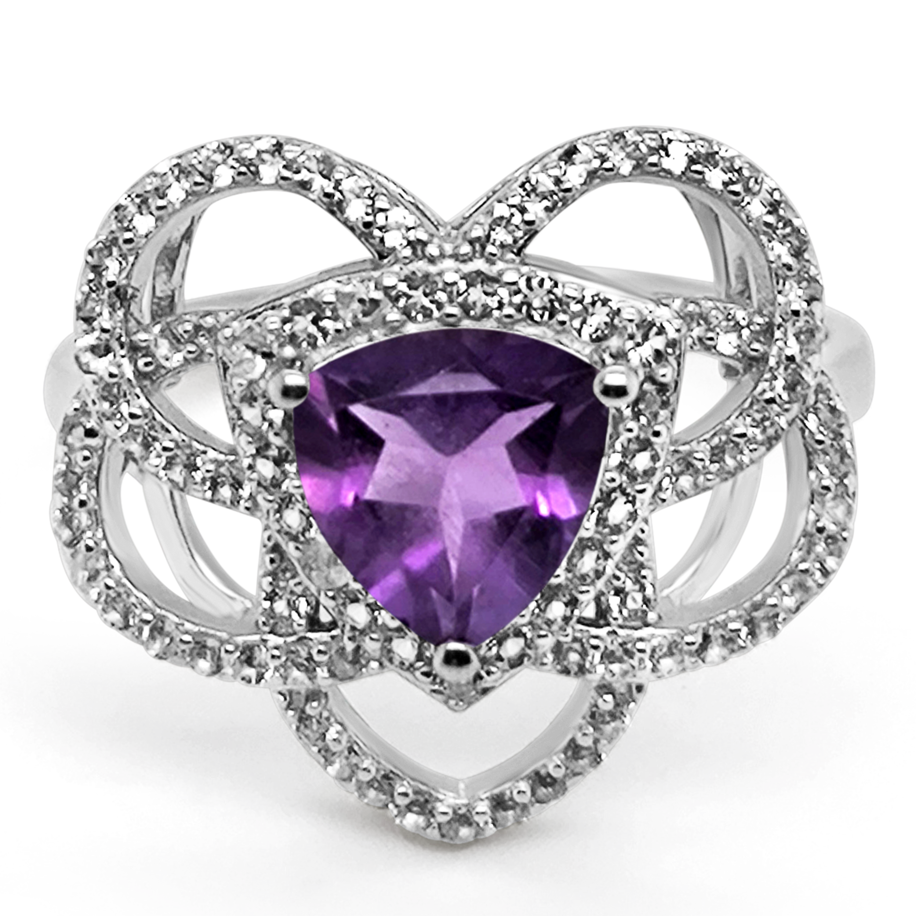 Inel Argint cu Ametist și Swarovski
