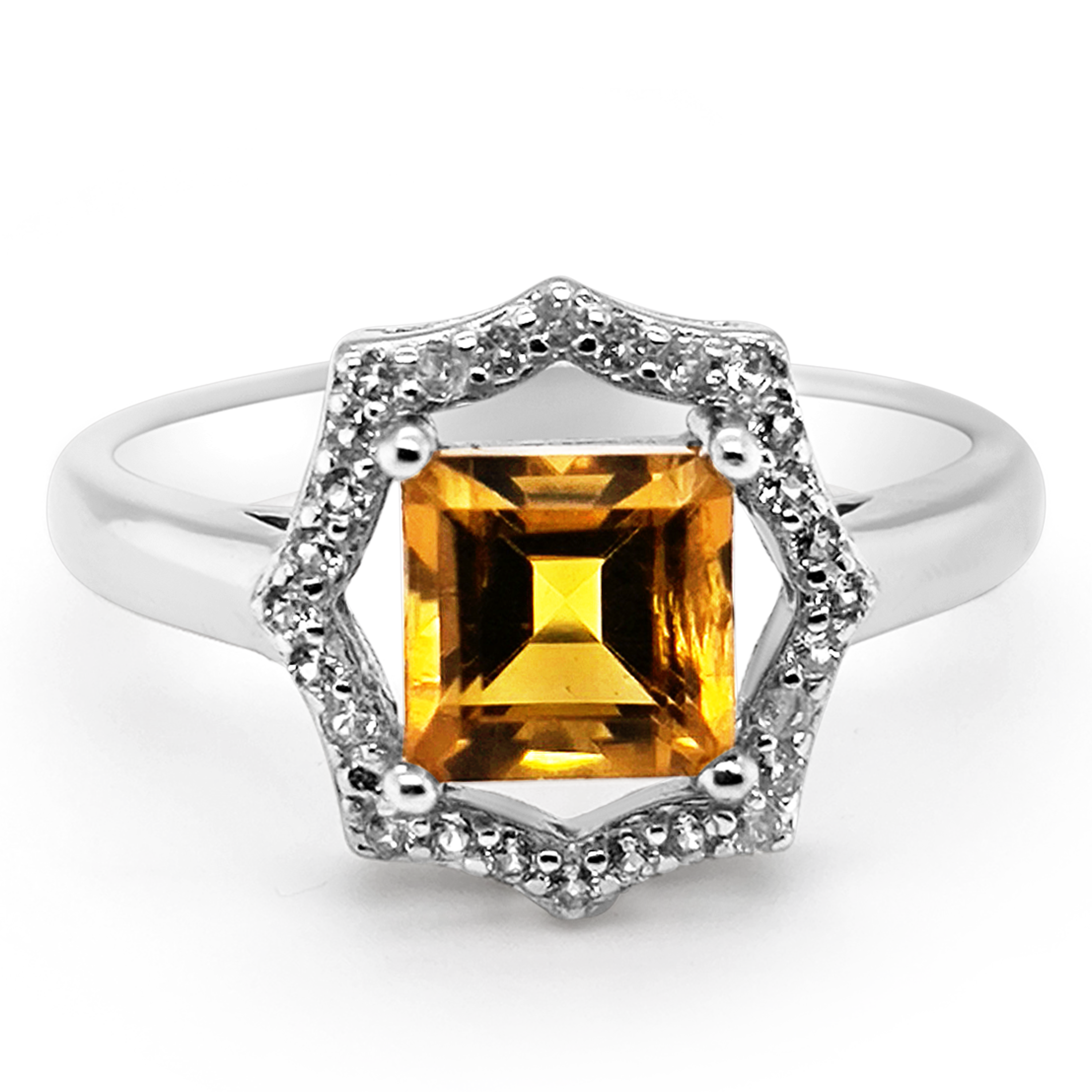 Inel Argint cu Citrin și Swarovski