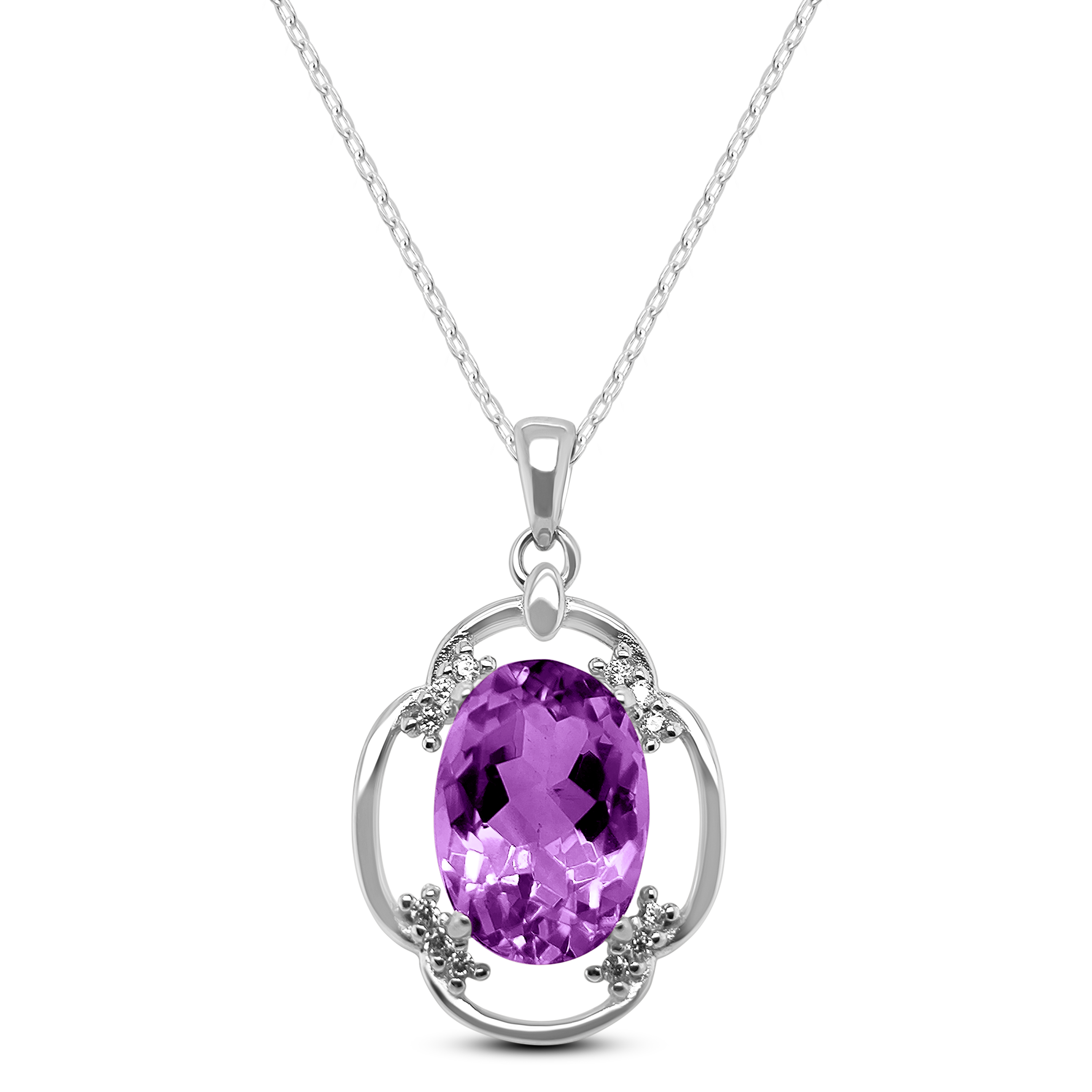 Pandantiv Argint cu Ametist și Swarovski