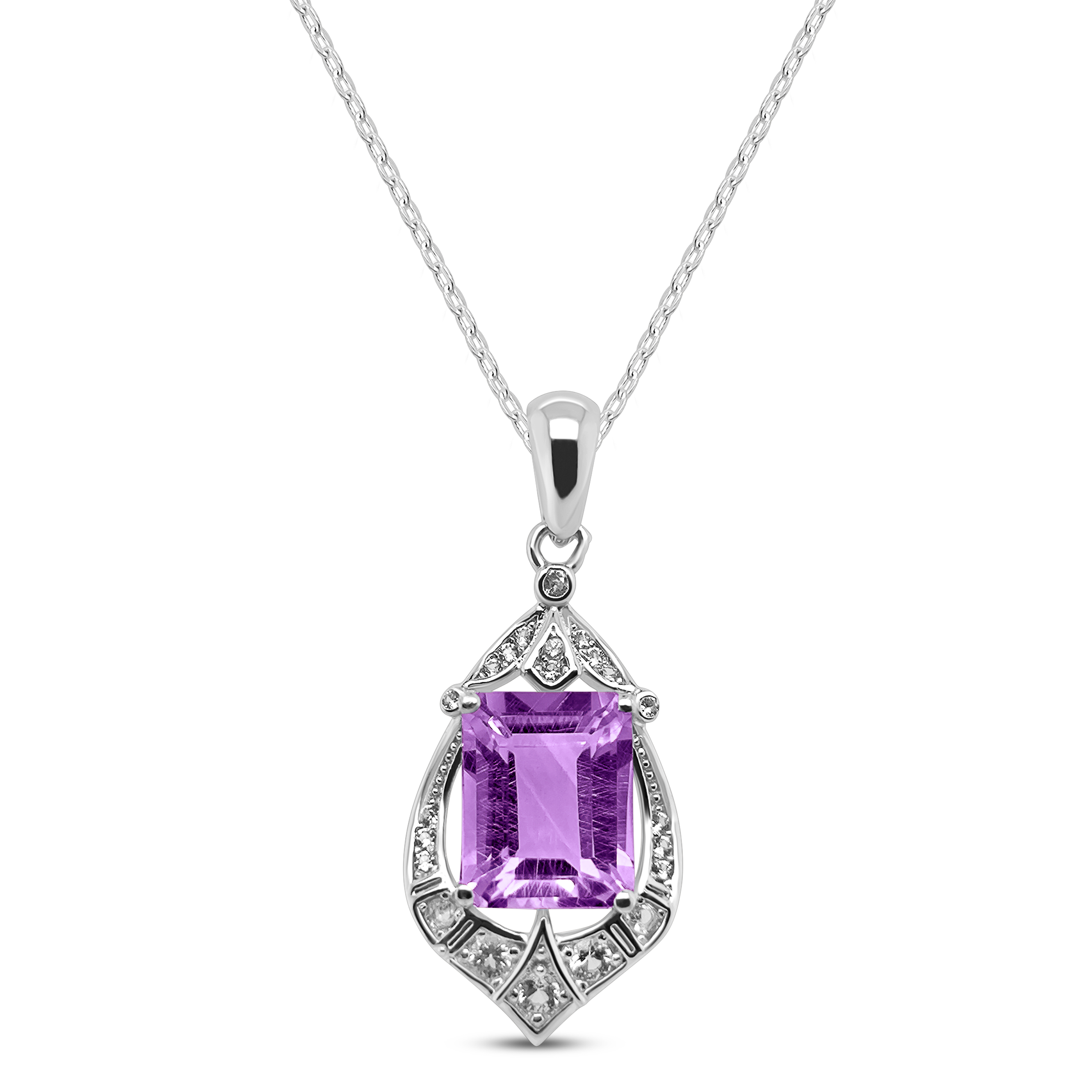 Pandantiv Argint cu Ametist și Swarovski