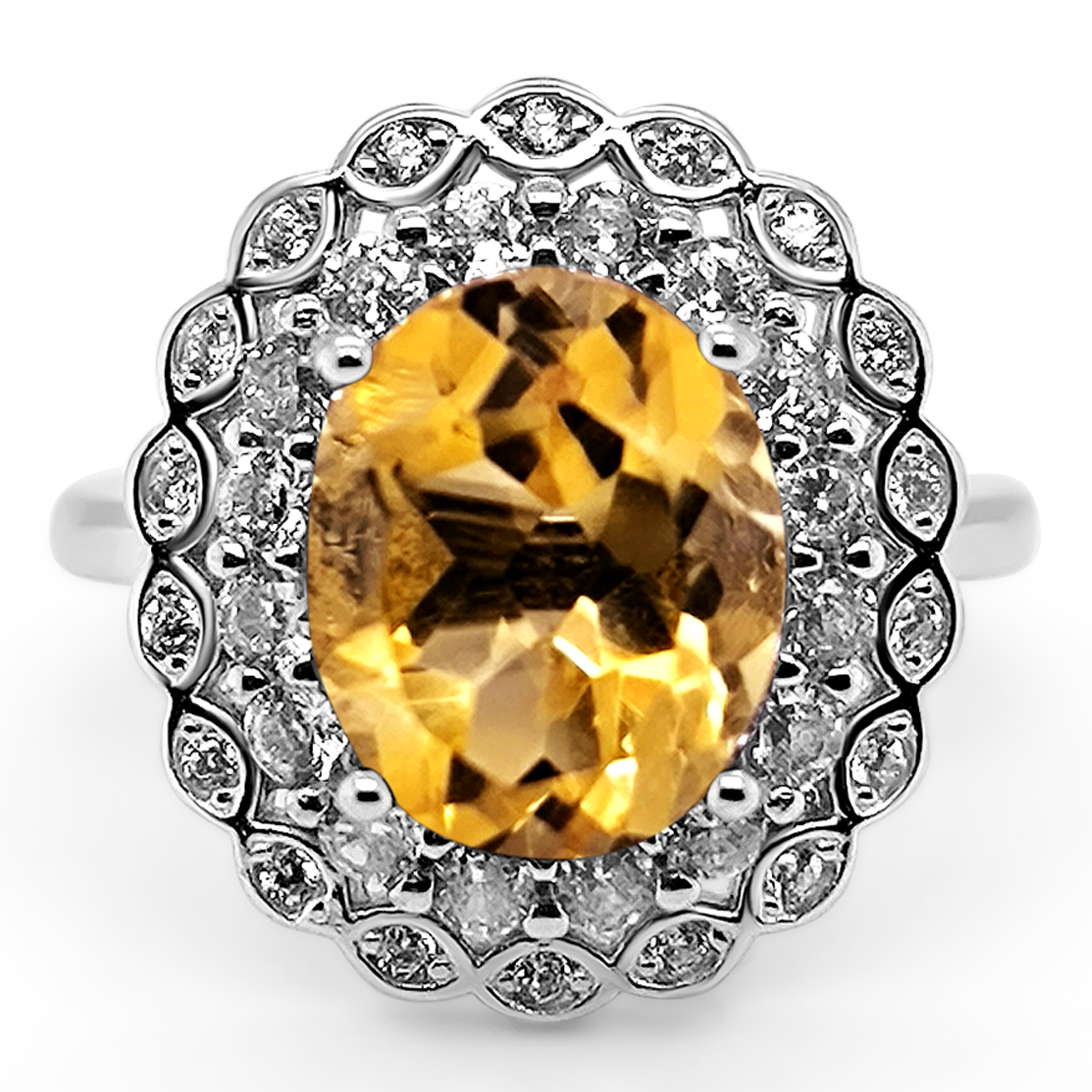 Inel Argint cu Citrin si Swarovski