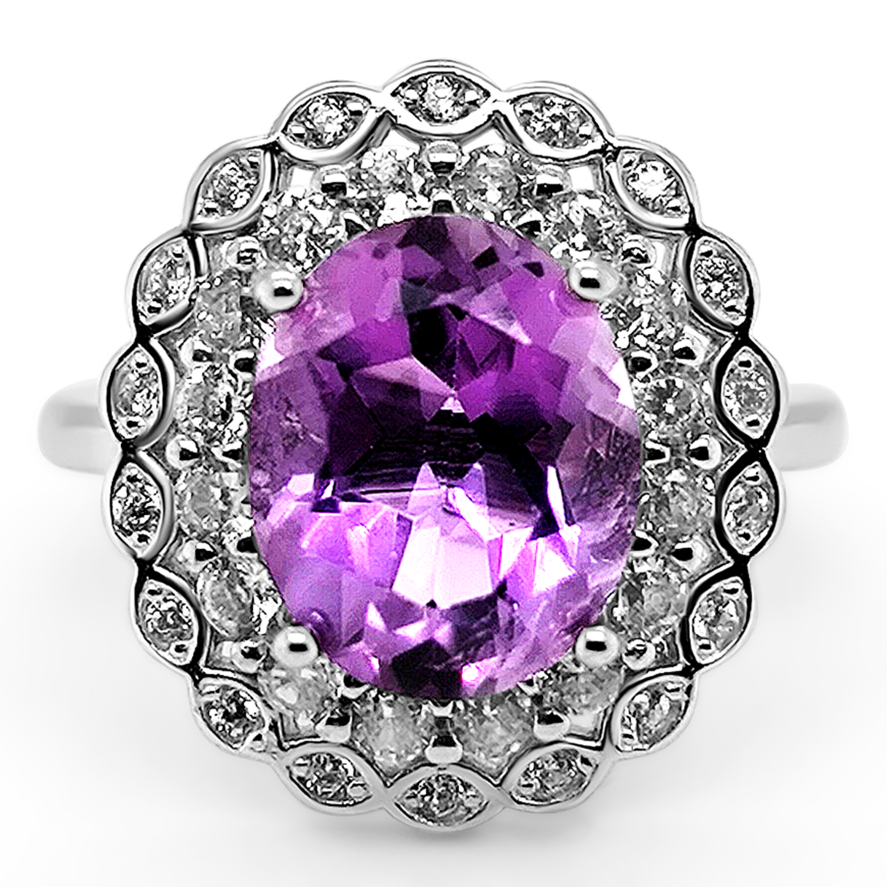 Inel Argint cu Ametist si Swarovski