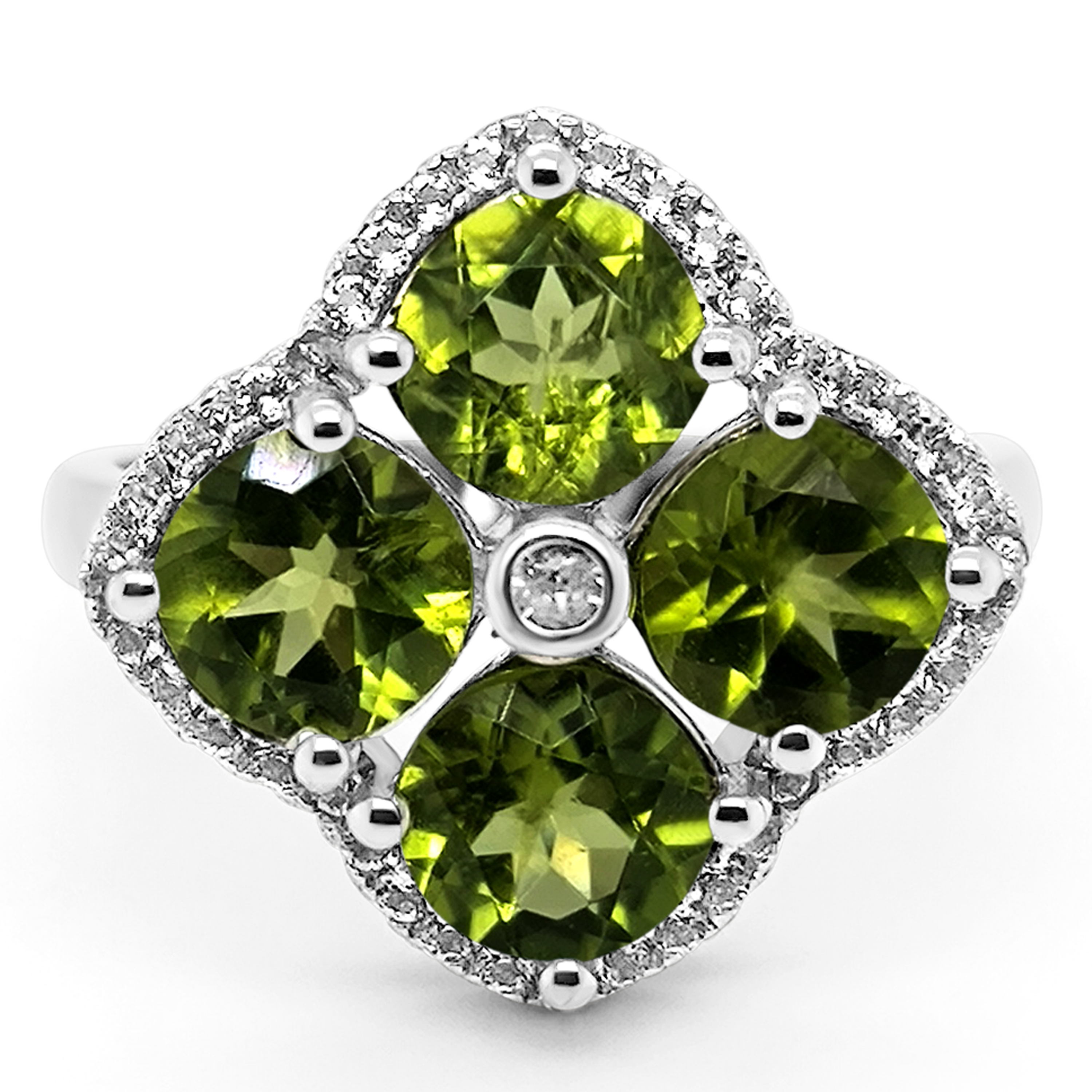 Inel Argint cu Peridot si Swarovski