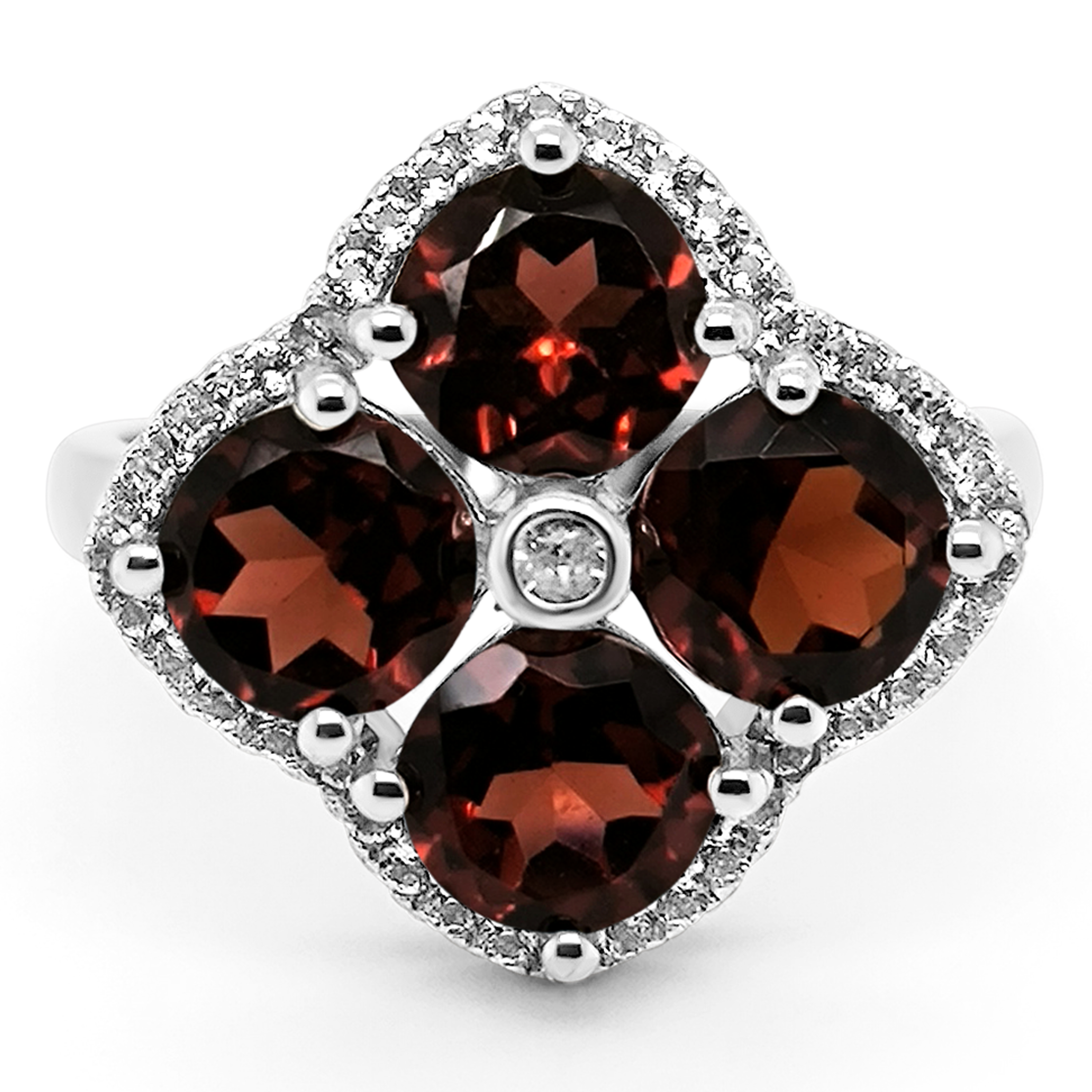 Inel Argint cu Granat si Swarovski