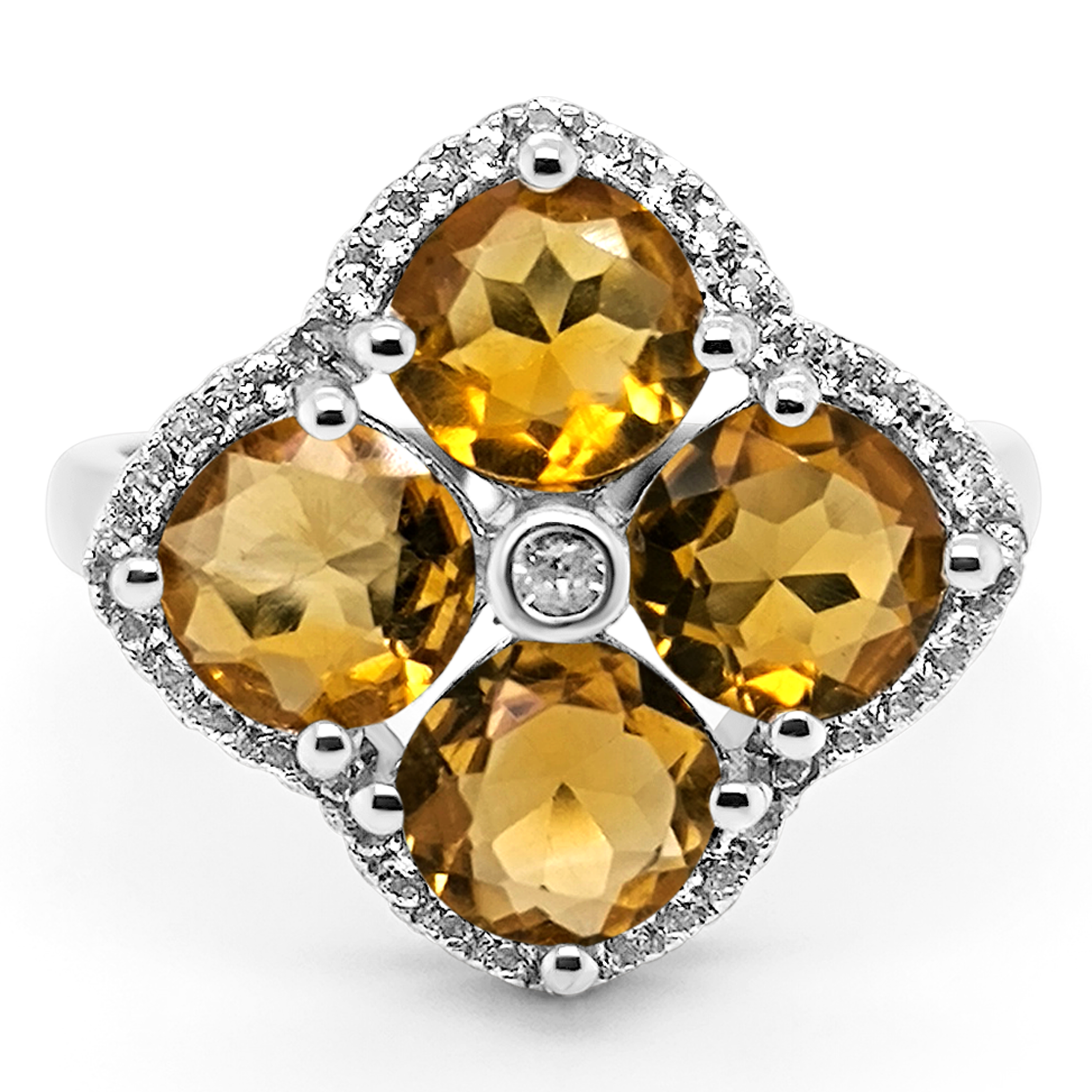 Inel Argint cu Citrin si Swarovski