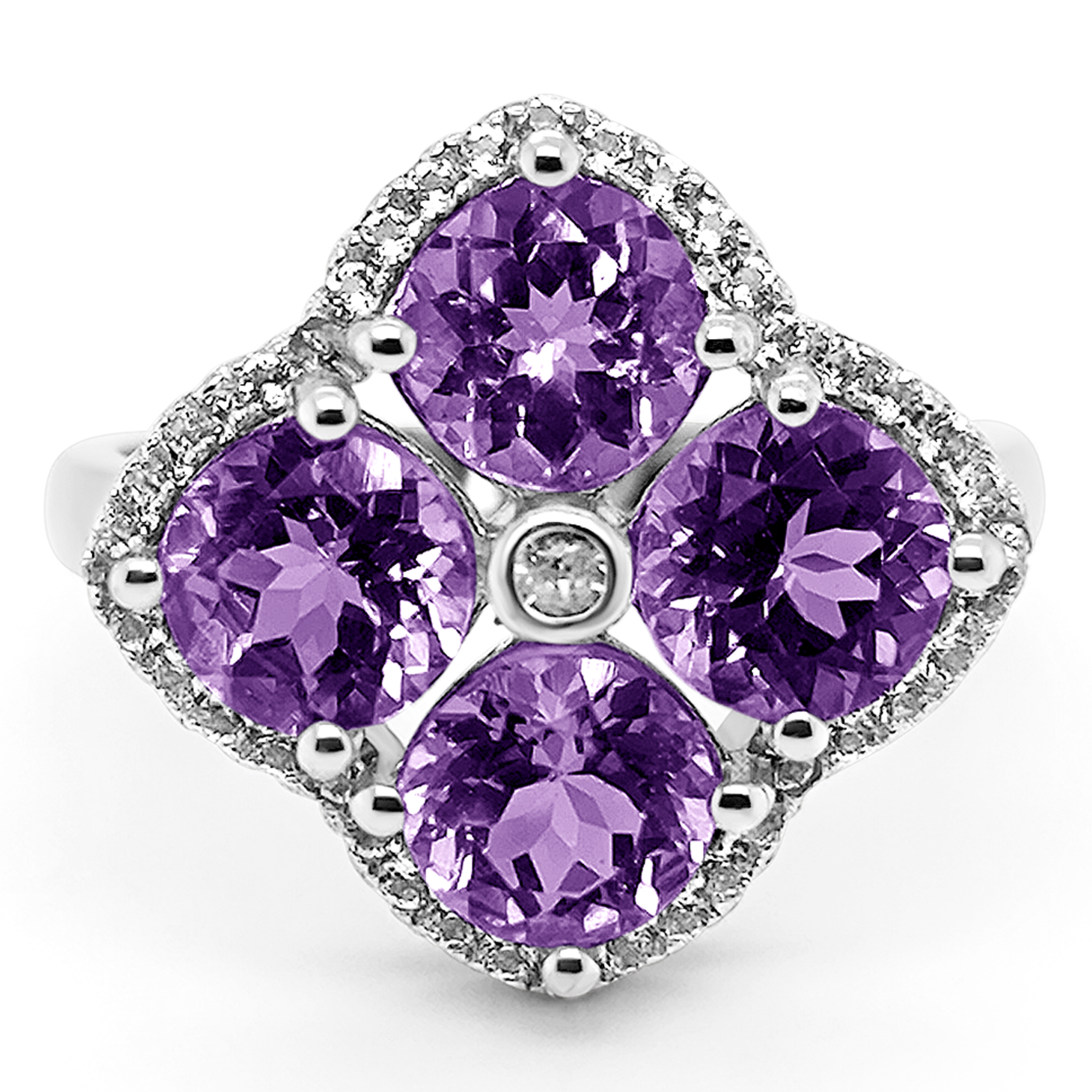 Inel Argint cu Ametist si Swarovski