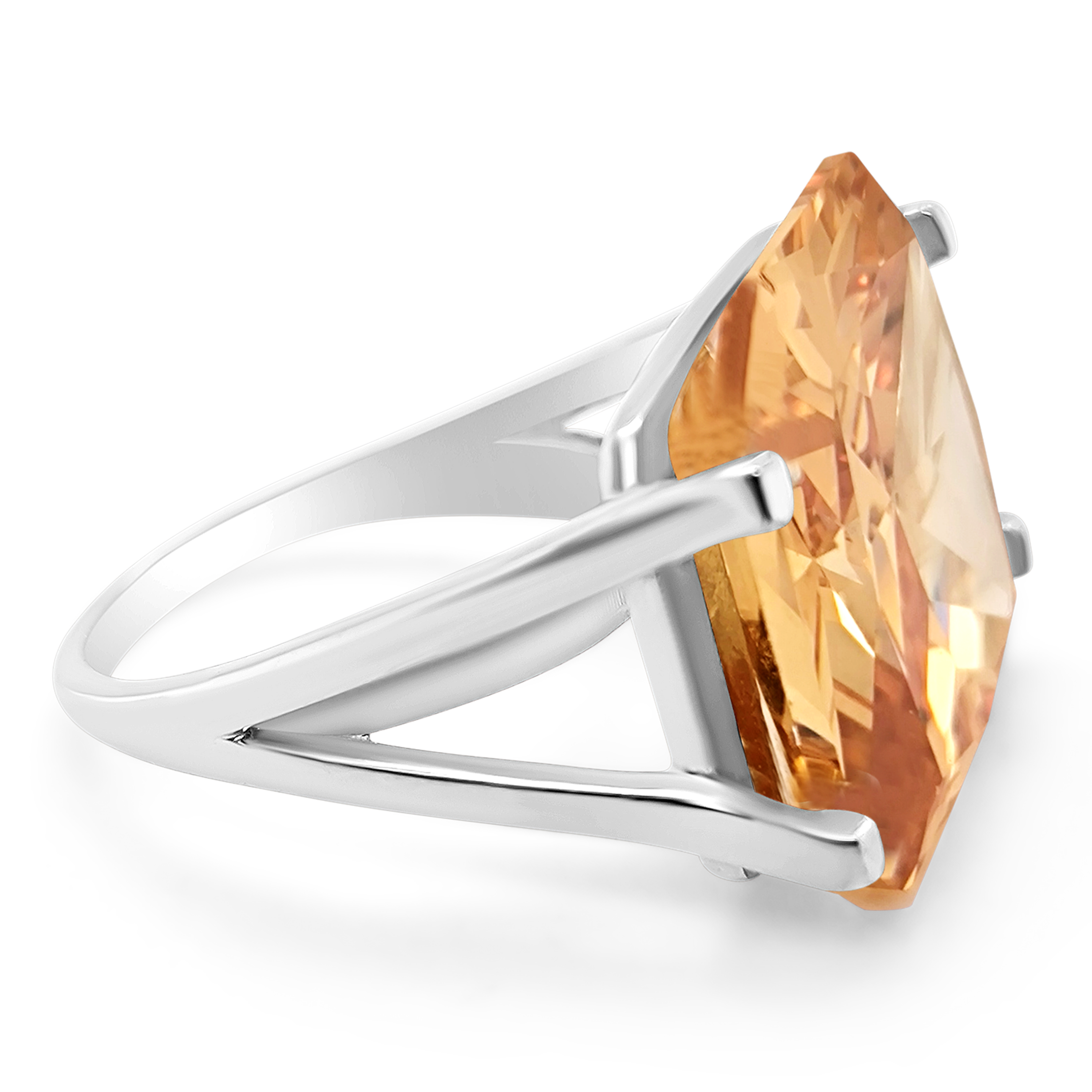 Inel Argint Cubic Zirconia Galben