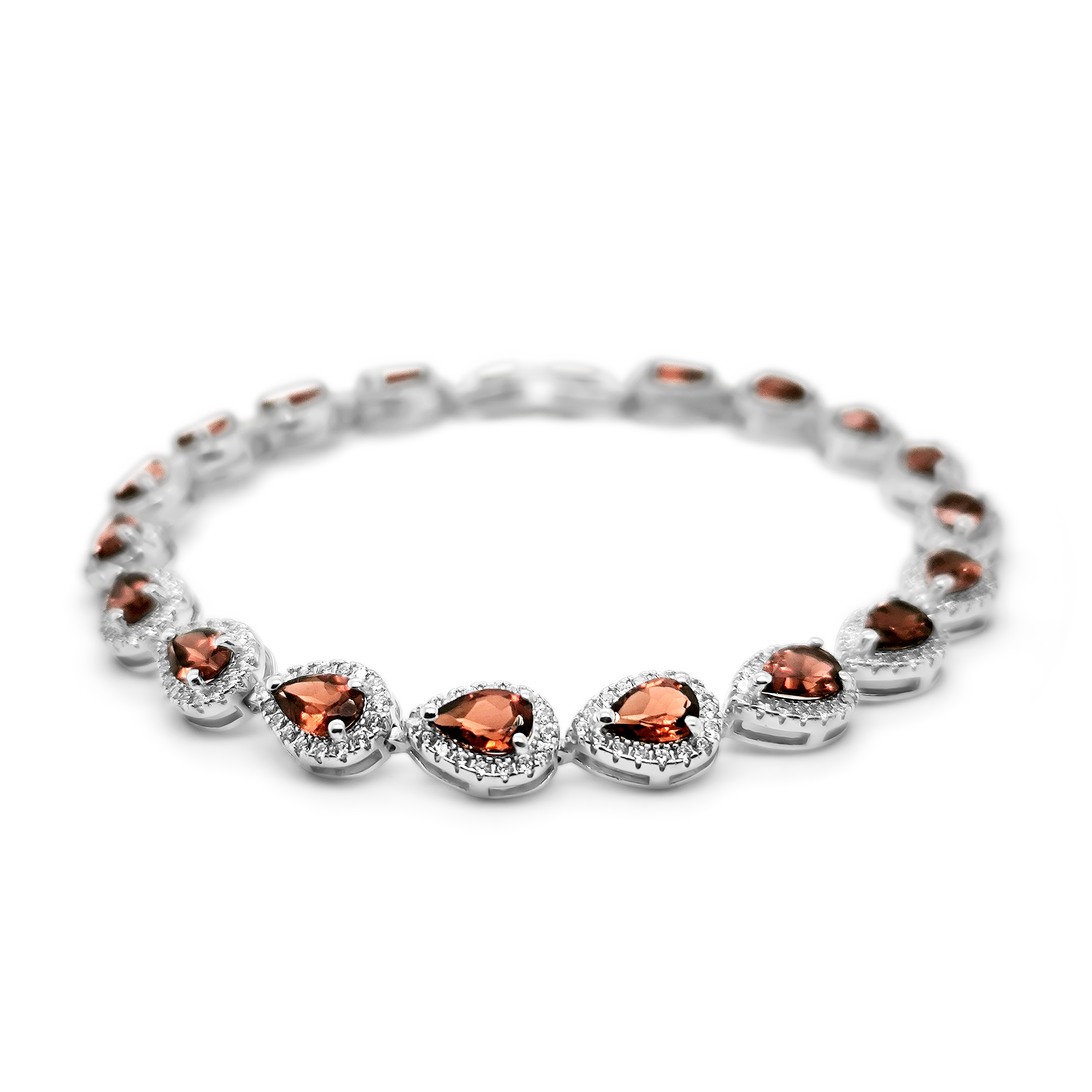 Bratara Argint cu Granat si Swarovski