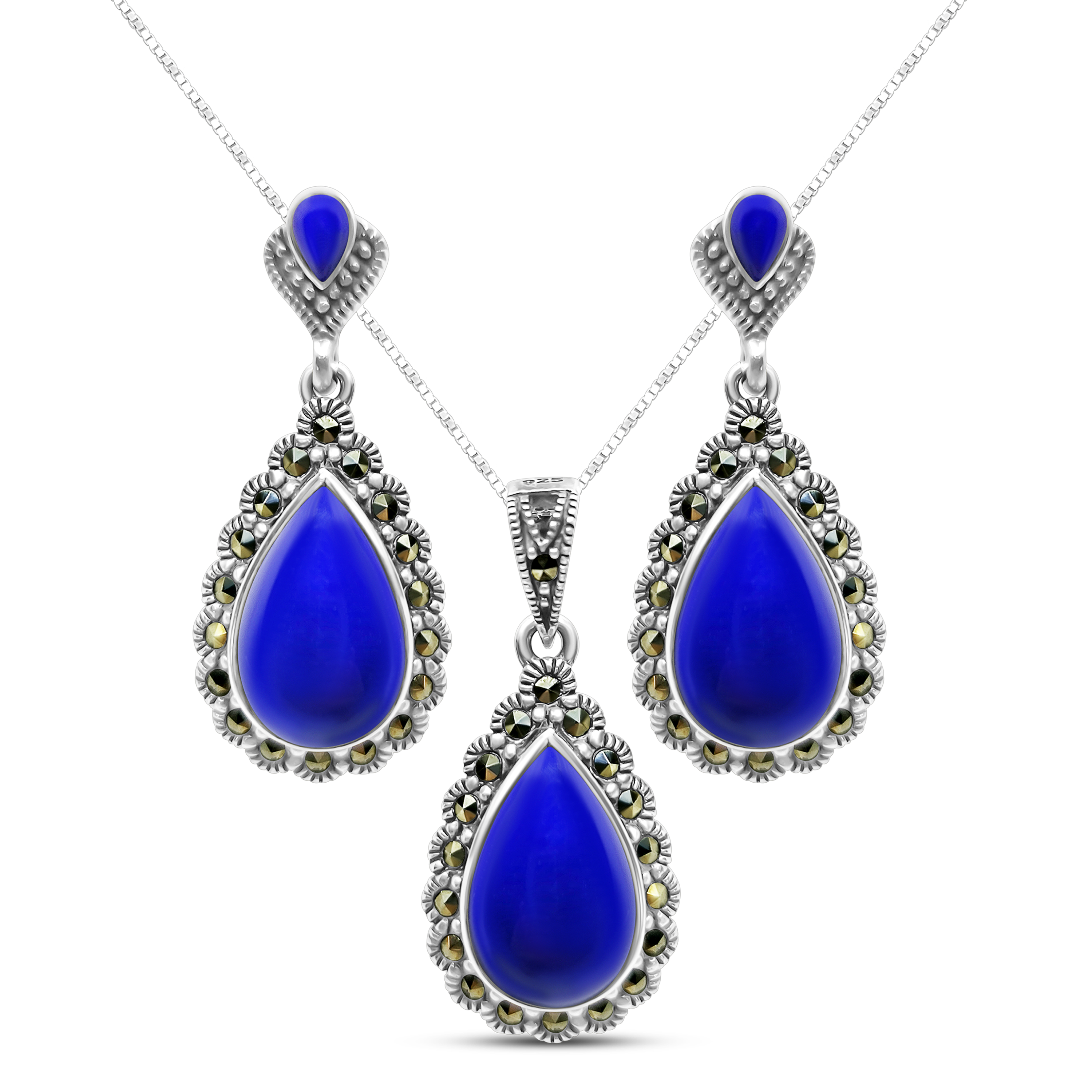 Set Argint cu Agata si Marcasite