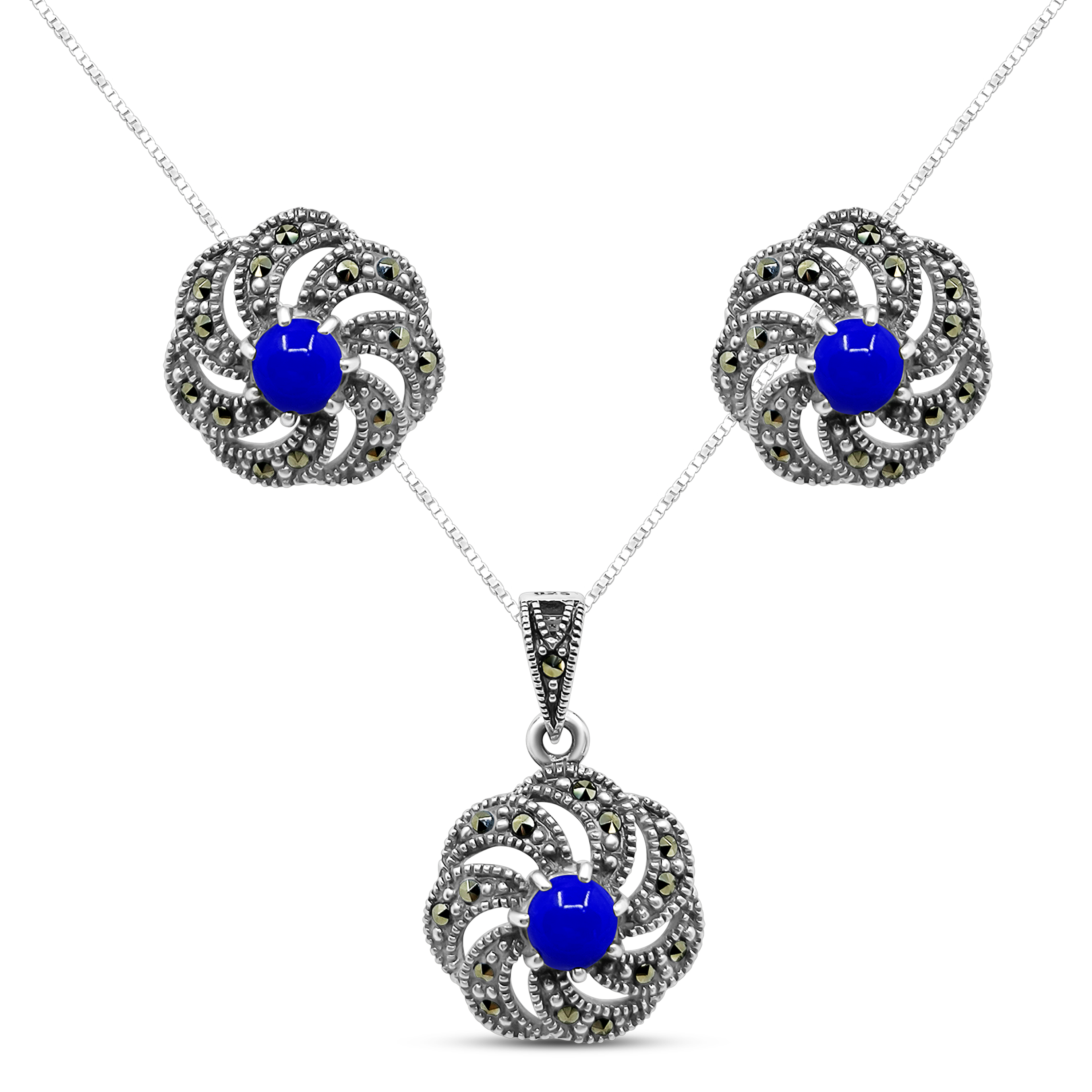 Set Argint cu Agata si Marcasite
