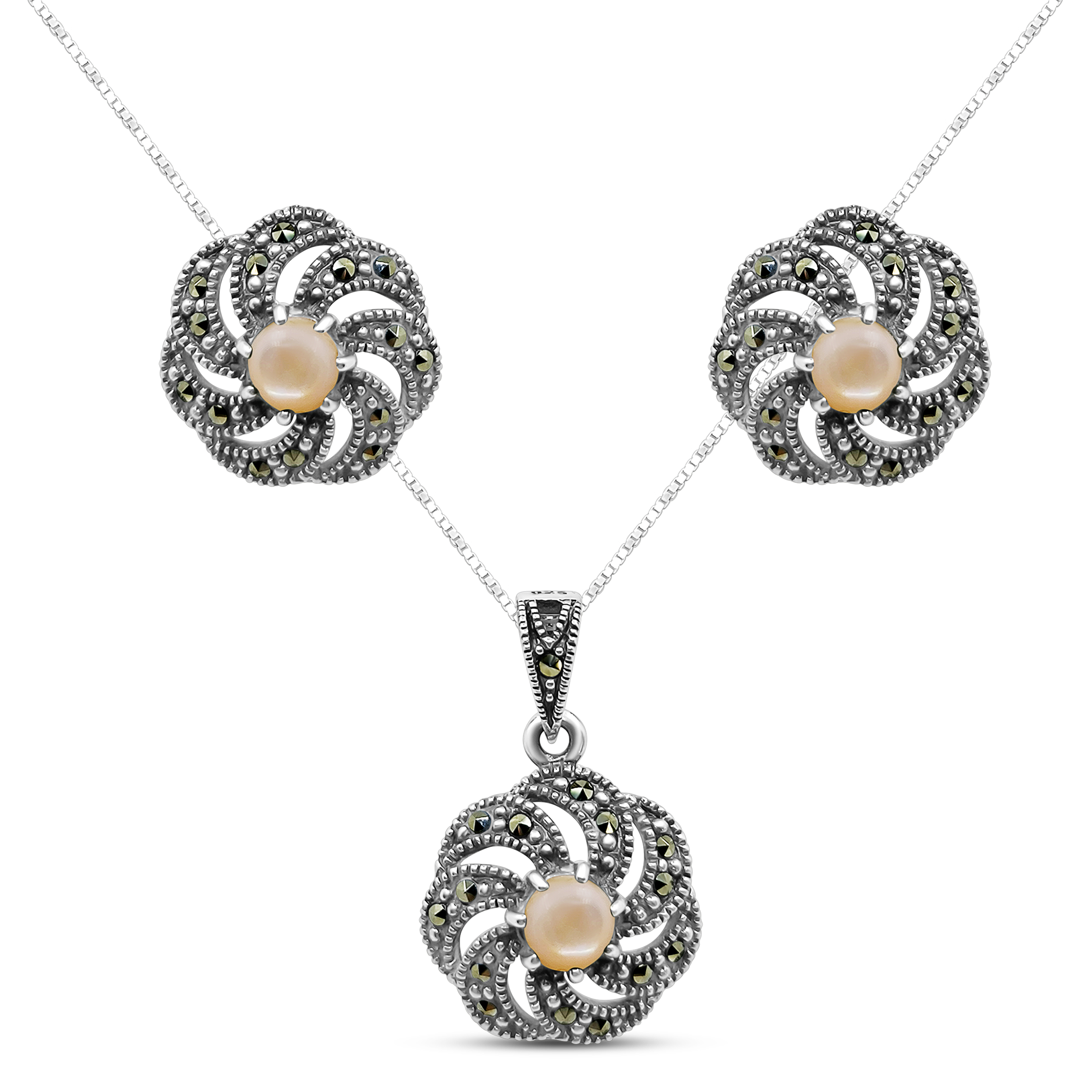 Set Argint cu Sidef si Marcasite