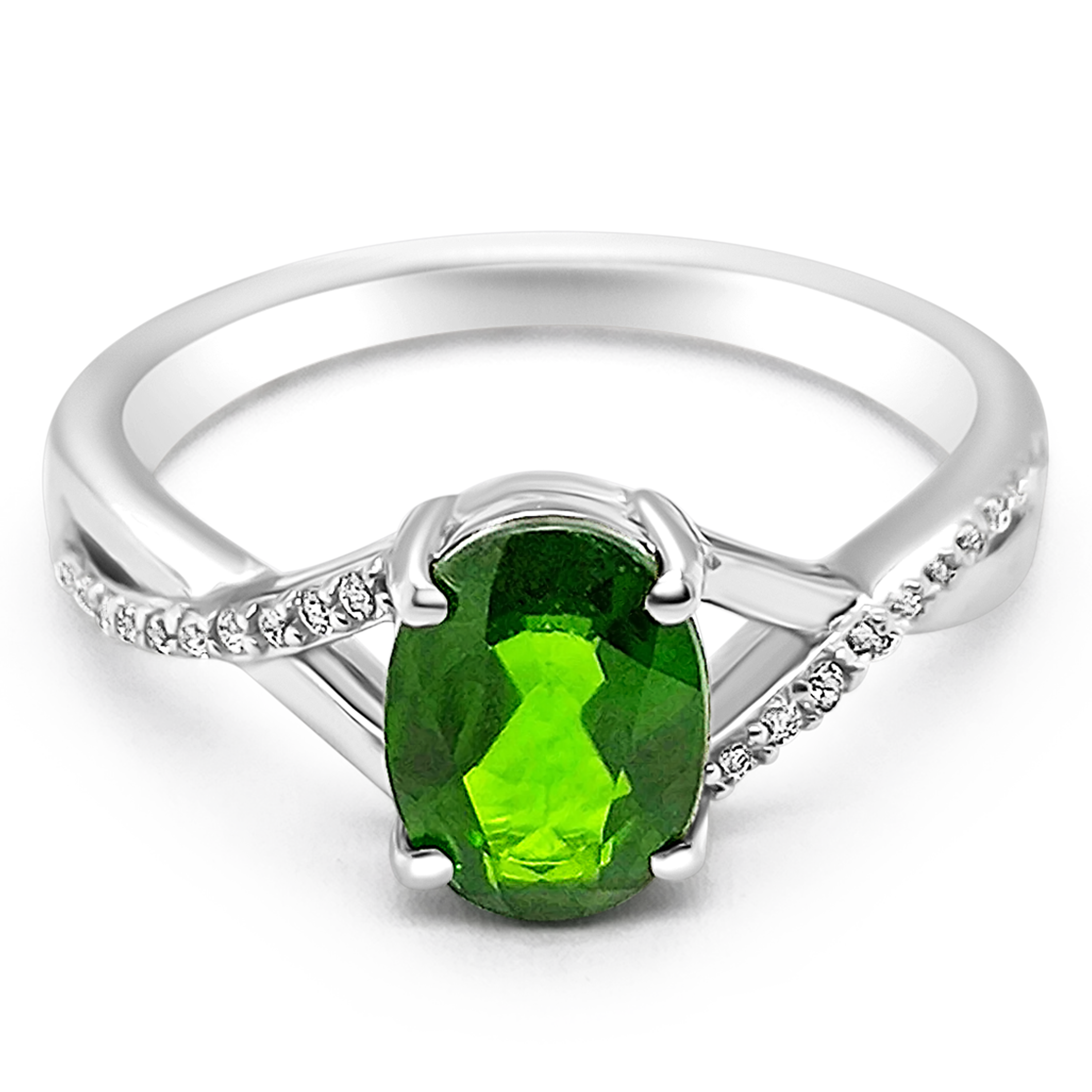 Inel Lithe -Argint cu Peridot și Swarovski
