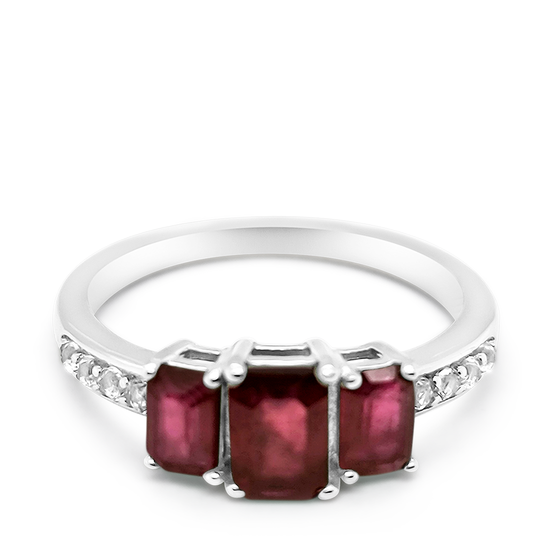 Inel Rubin si Swarovski - Argint