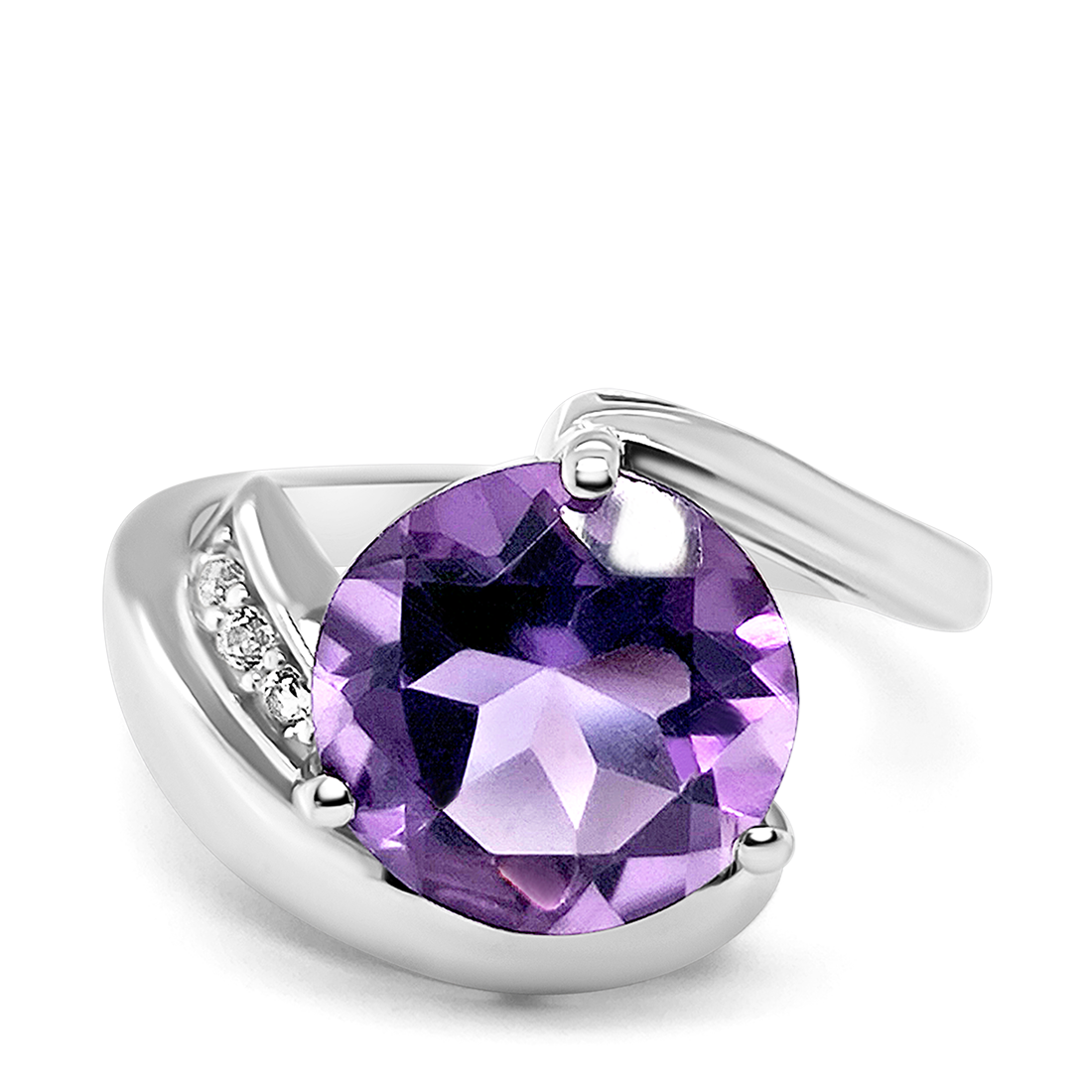 Inel Luna - Argint cu Ametist și Swarovski