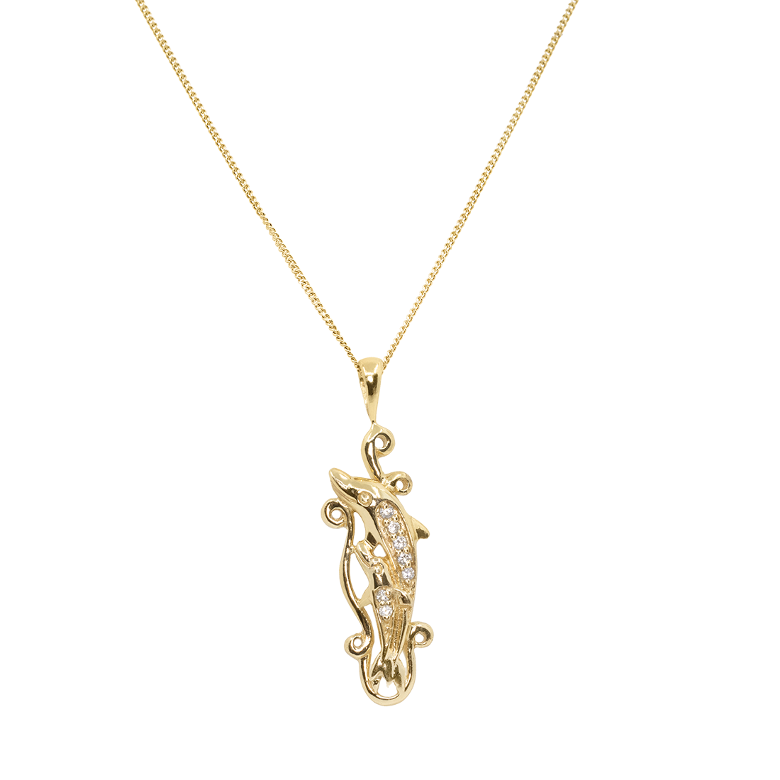 Colier Delfini - Argint Placat cu Aur 14K si Swarovski