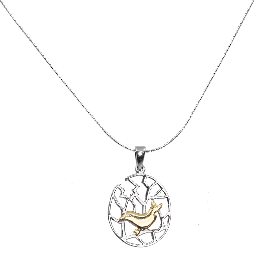 Colier Bird - Argint; Bird Placat Aur 14k