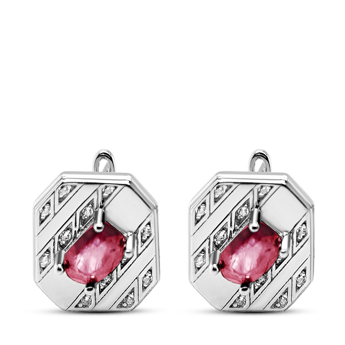 Cercei Argint cu Rubin și Swarovski