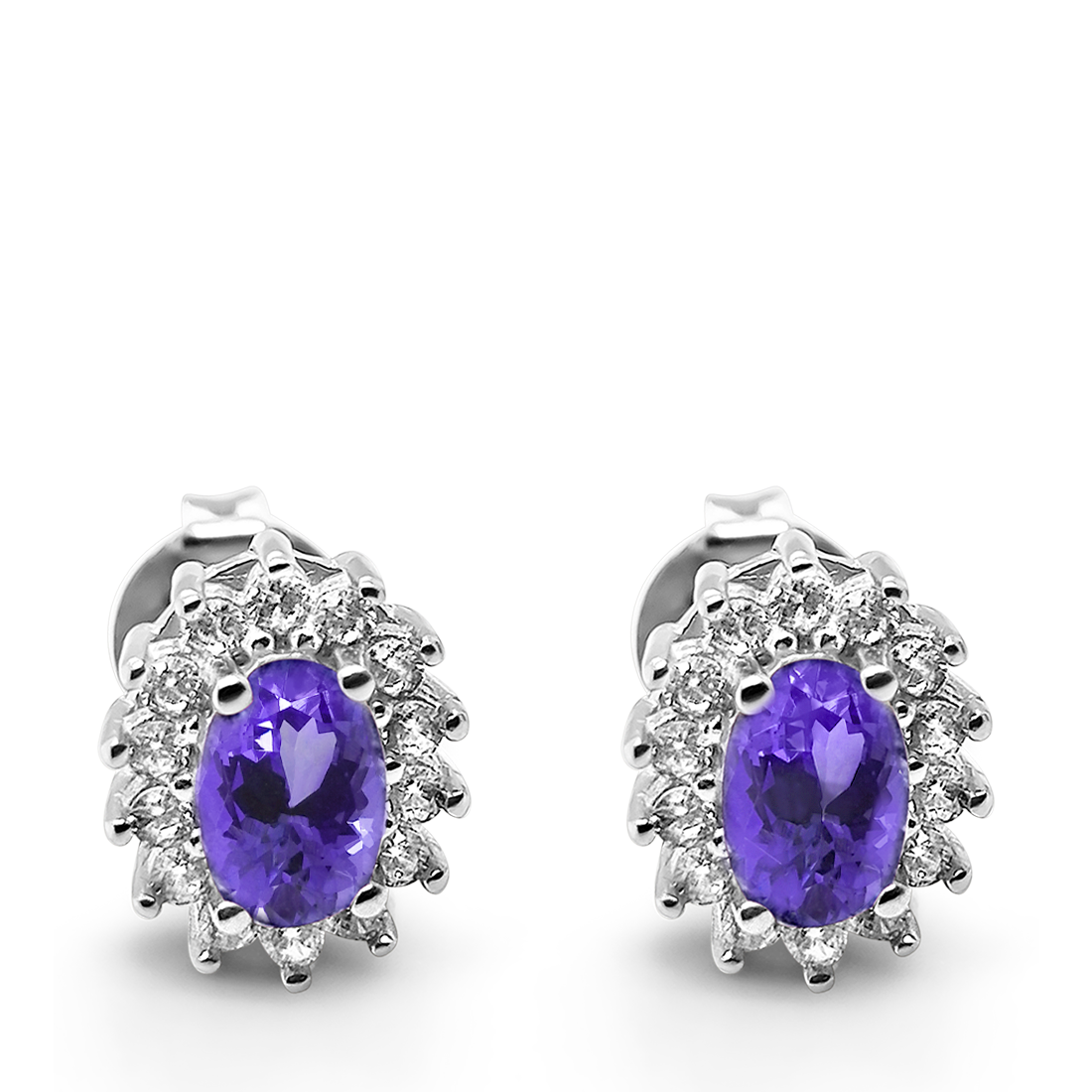 Cercei Argint cu Tanzanit si Swarovski