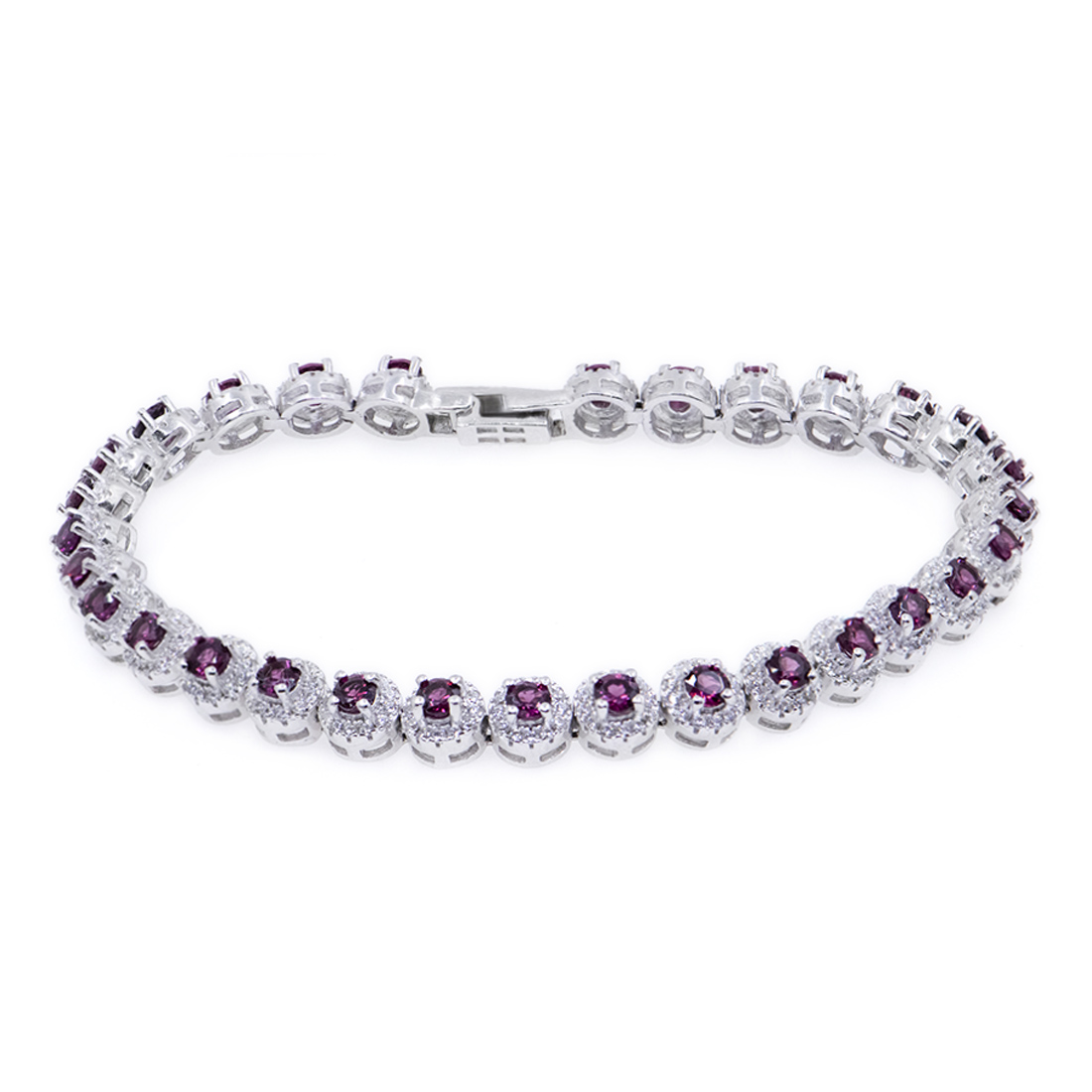 Brățară Tennis Argint cu Rodolit și Swarovski