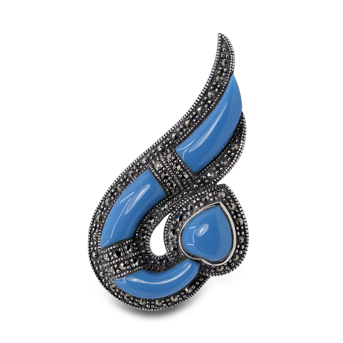 Brosa cu Agata si Marcasite -Argint