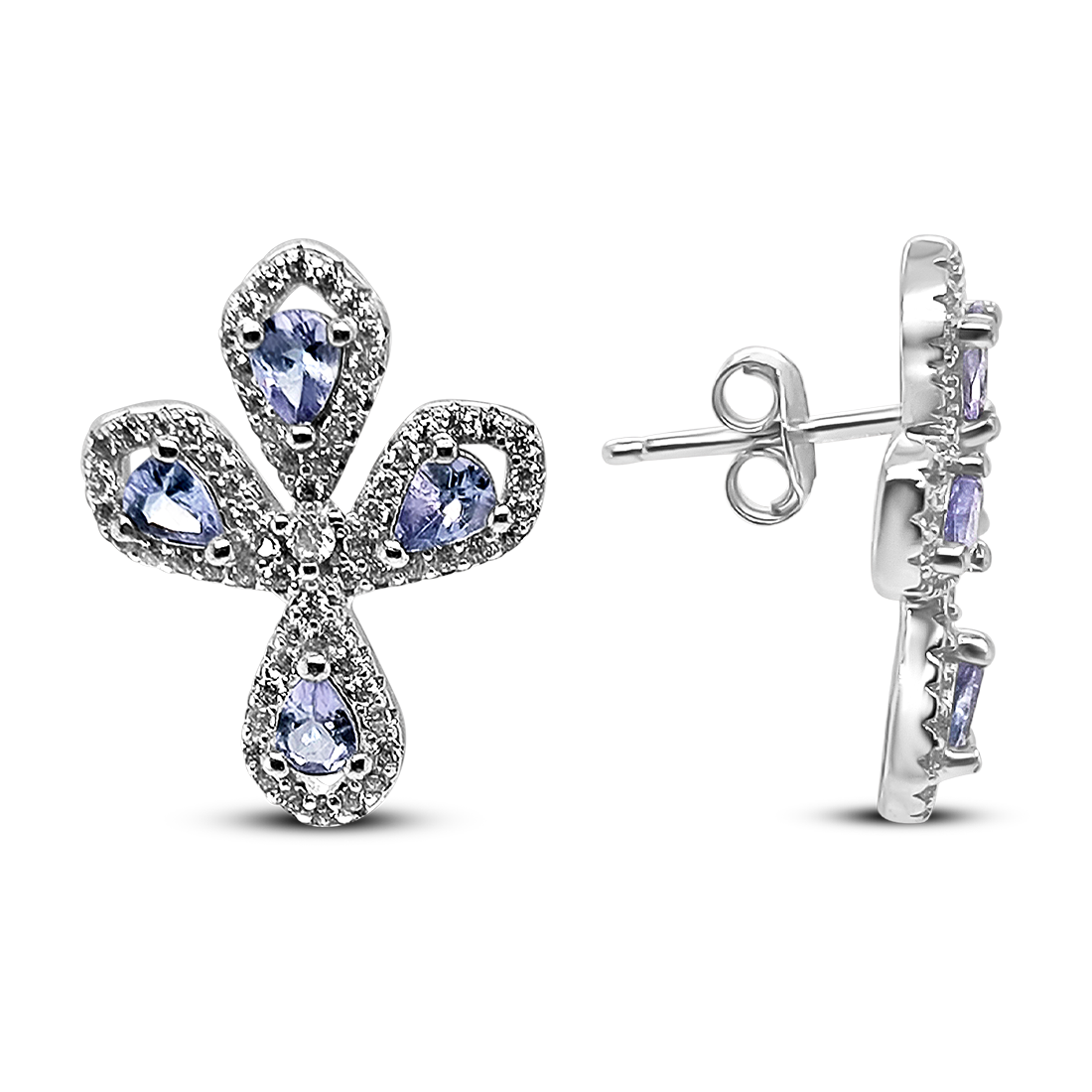 Cercei Argint cu Tanzanit și Swarovski