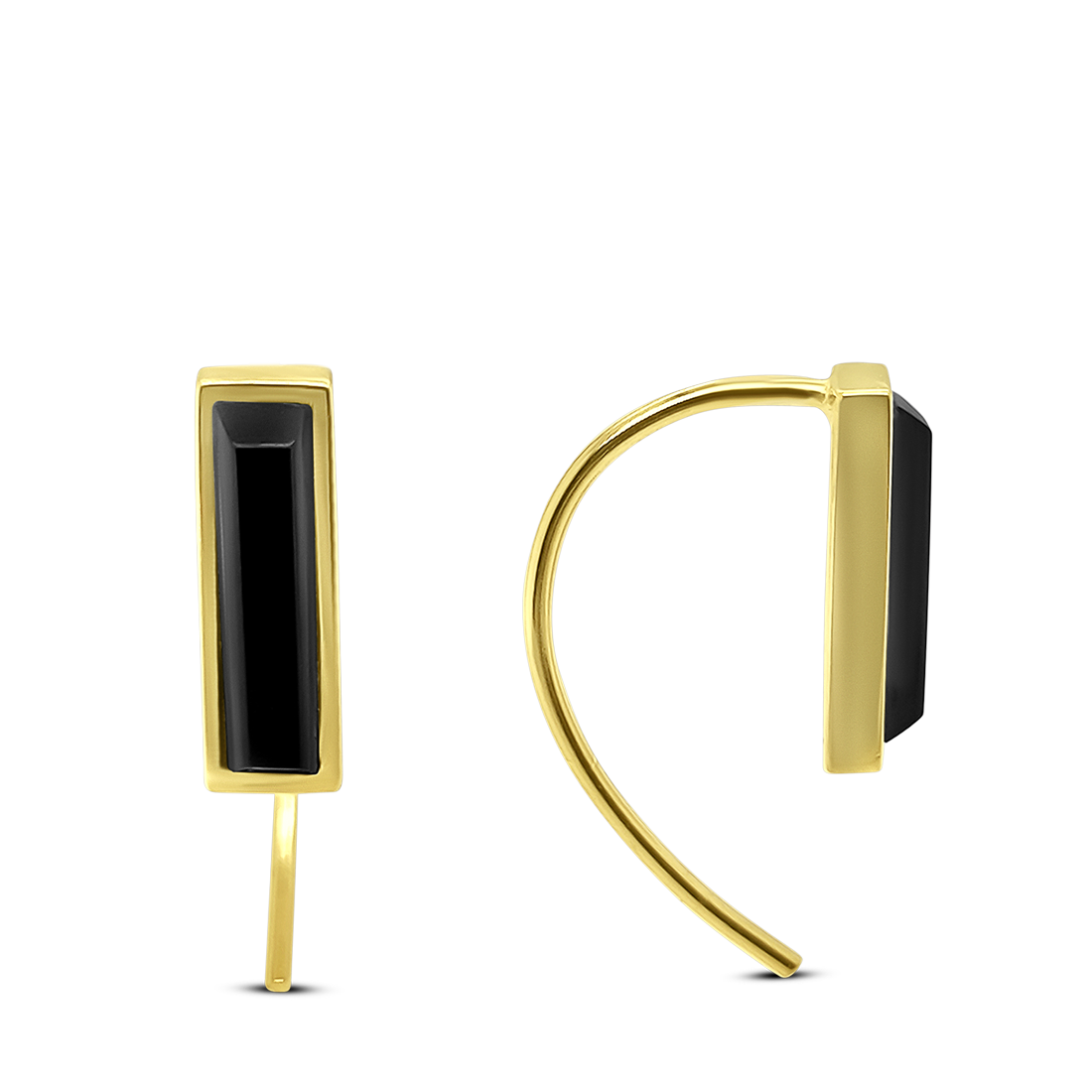 Cercei cu Onix - Argint placat cu Aur 14K