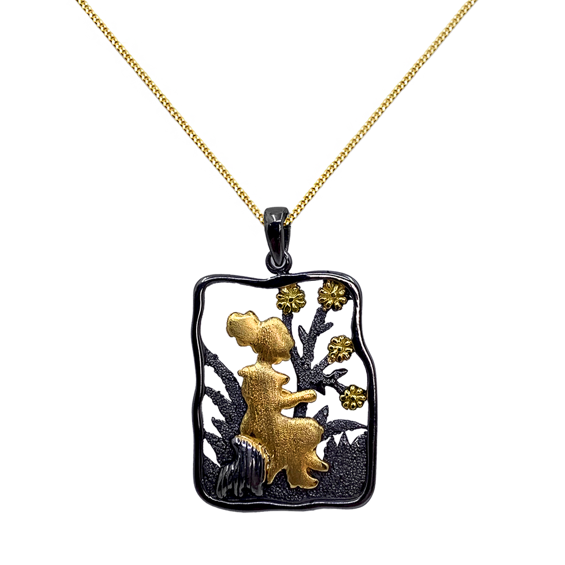 Colier - Argint Rodiat Negru, Placat Aur14k