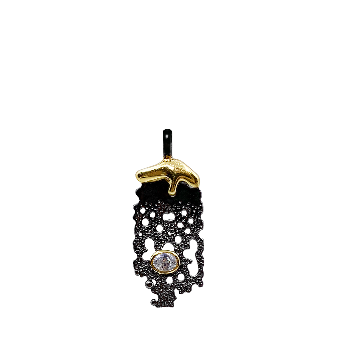 Pandantiv Argint Rodiat Negru cu tusa Aur 14k
