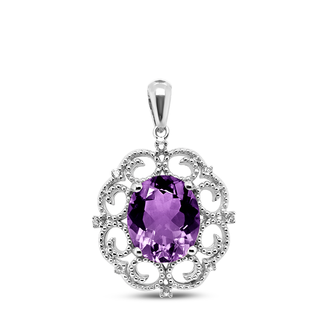 Pandantiv Argint Ametist si Swarovski