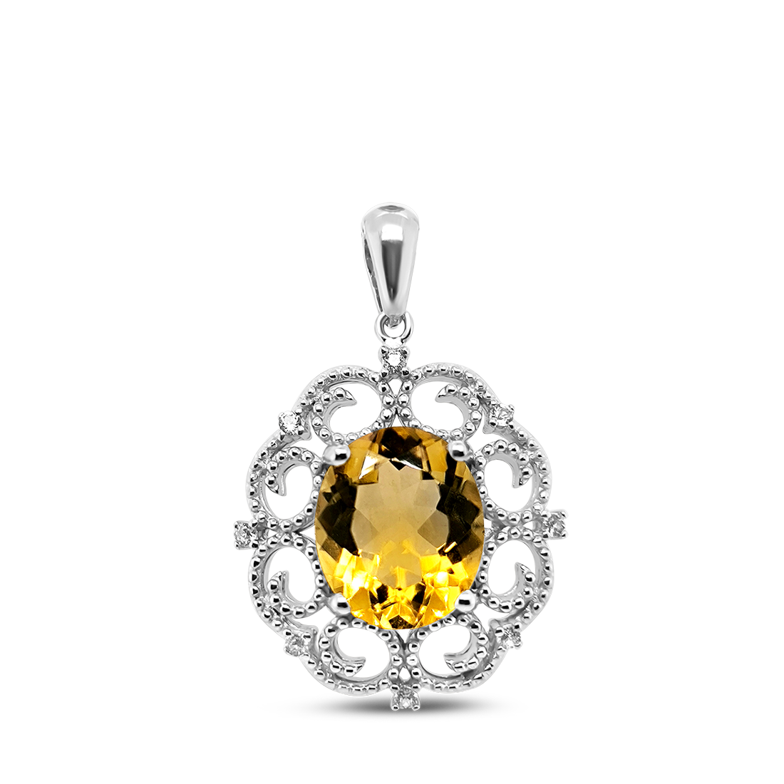 Pandantiv Argint Citrin si Swarovski