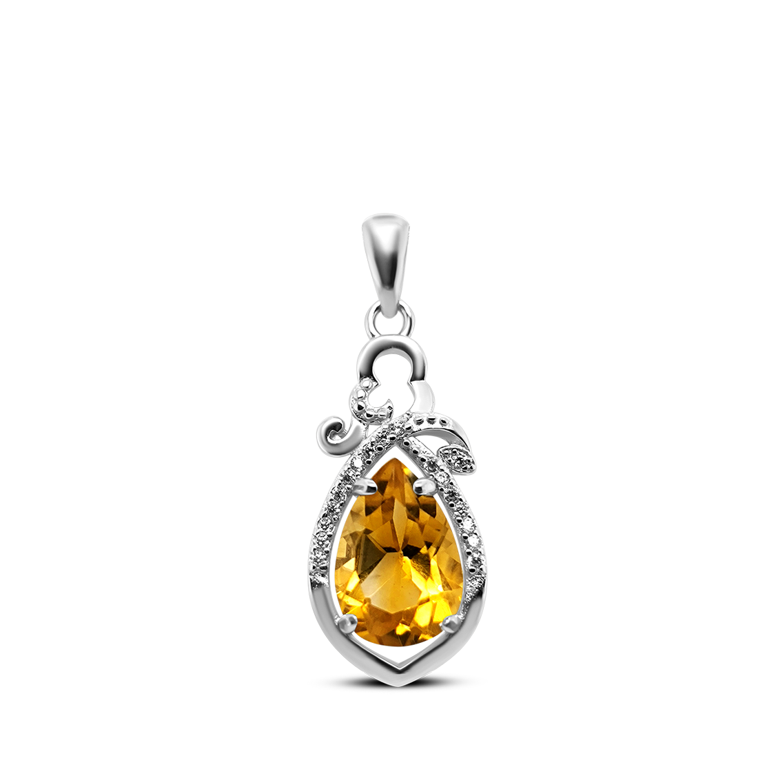 Pandantiv Argint Citrin si Swarovski